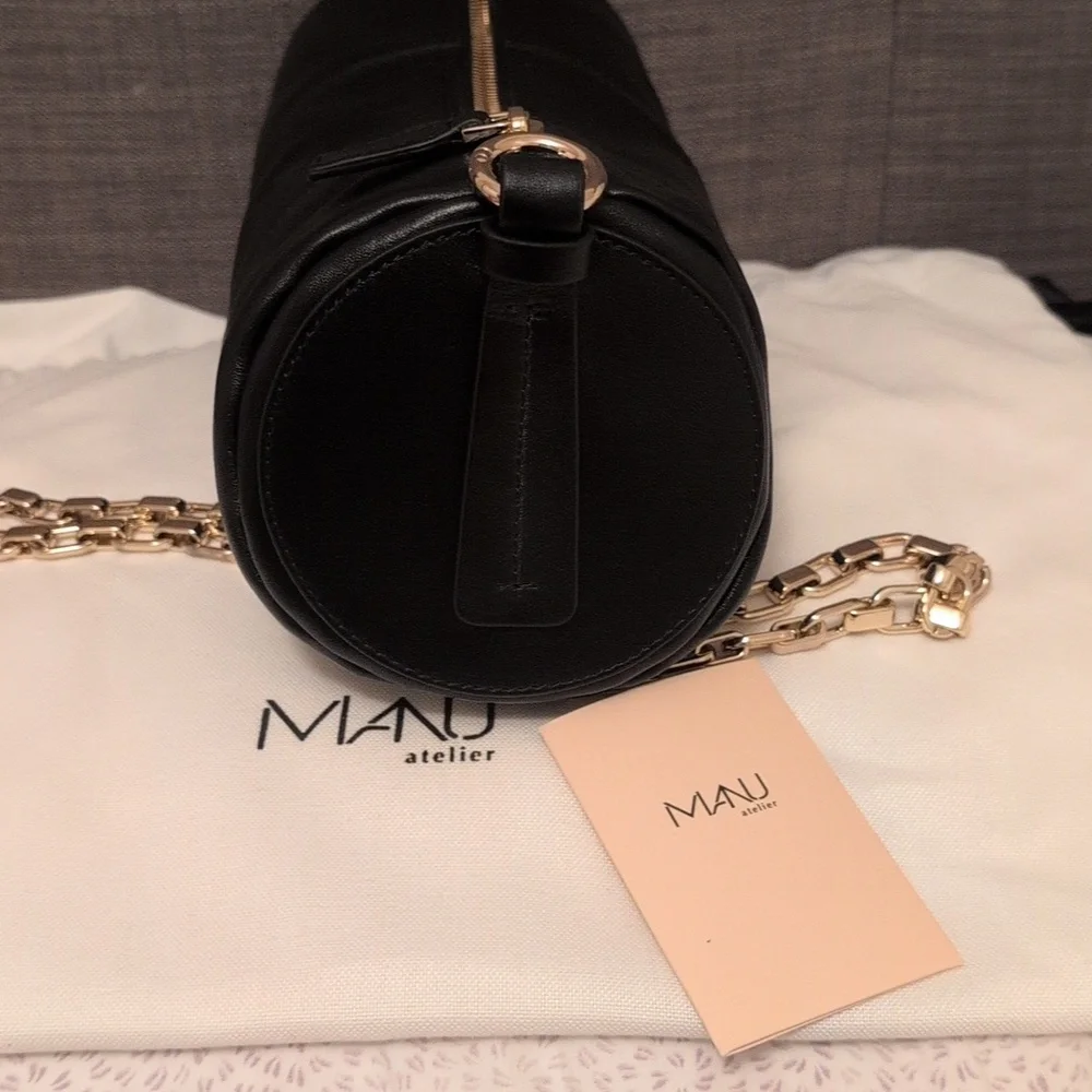Manu atelier Cylinder Black Leather Shoulder Bag - Picture 3 of 5